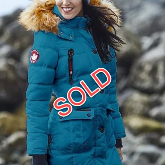 Canada Weather Gear Jackets & Blazers - Canada Weather Gear Peacock & Light Brown Fuzzy Puffer Parka (L) NWT (snap)